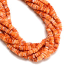 Natural Orange Spiny Oyster Square Heishi Disc Beads Size 6-7mm 16" Strand