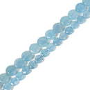 Natural Aquamarine Smooth Coin Beads Size 8mm 10mm 15.5" Strand