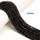 Natural Black Spinel Faceted Rondelle Beads 1x2mm 2x3mm 3x4mm 4x6mm 15.5" Strand