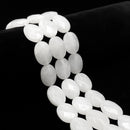 Natural White Jade Faceted Flat Oval Shape Beads Size 13x18mm 15.5" Strand