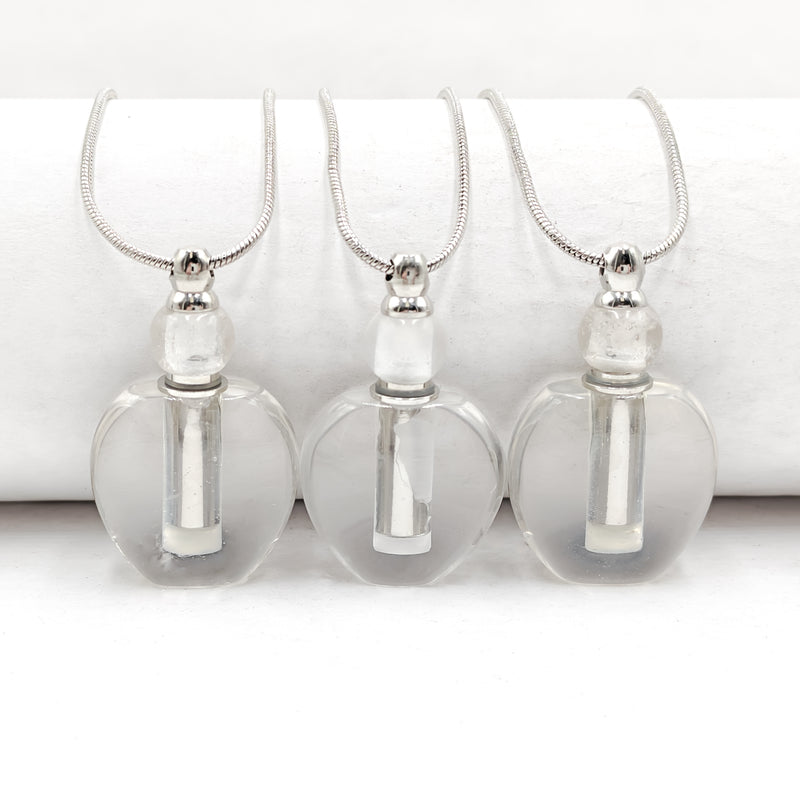 Natural Clear Quartz Flat Bottom Essential Oil Perfume Bottle