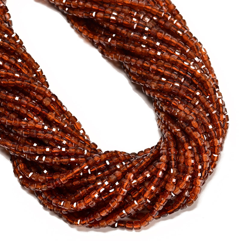 Natural Hessonite Orange Garnet Faceted Rubik's Cube Beads Size 3mm 15.5'' Strd