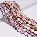 Natural Peach Purple Fresh Water Pearl Coin Shape Beads 11-12mm 15.5" Strand