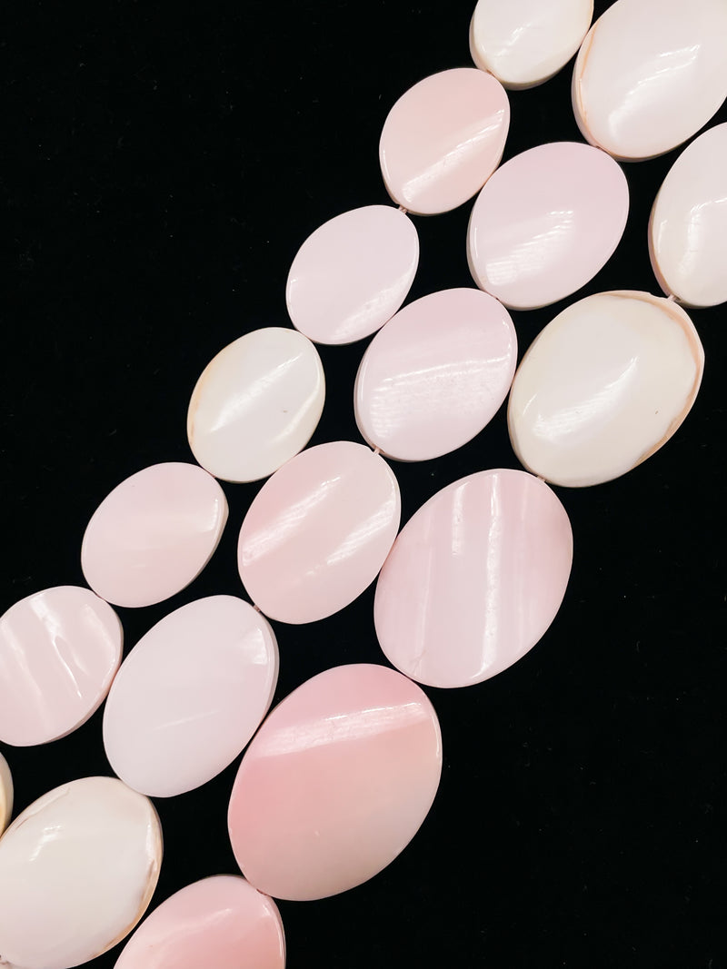 Natural Pink Queen Conch Shell Twist Oval Beads Size 17-26x25-34mm 15.5" Strand