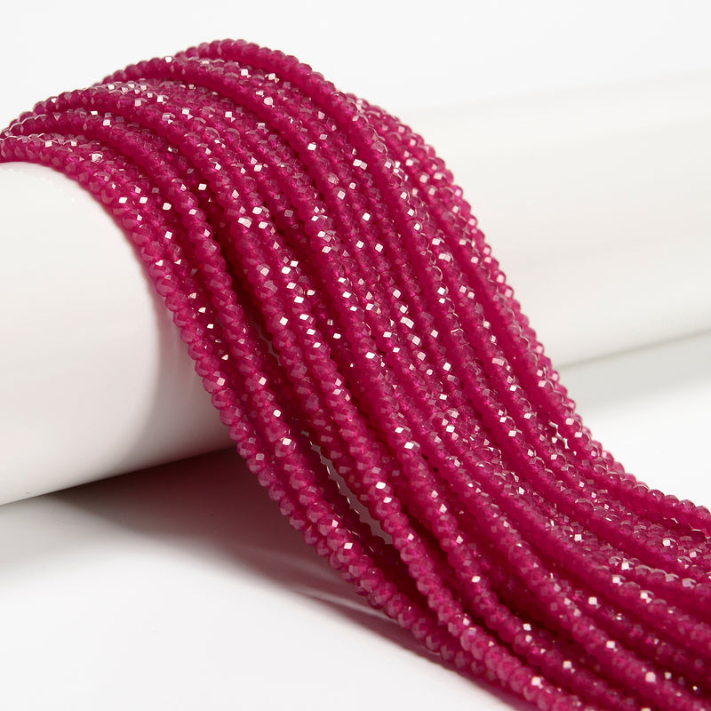 Natural Ruby Faceted Rondelle Beads Size 2x3mm 15.5'' Strand