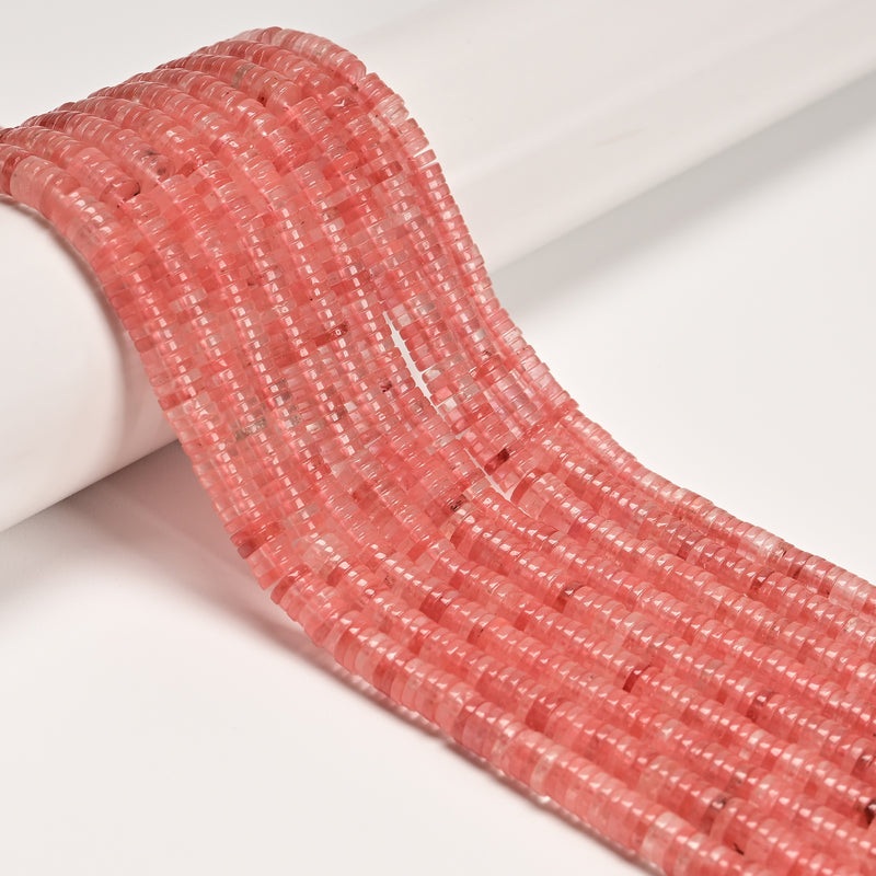 Cherry Quartz Heishi Disc Beads Size 1.5x4mm 1.5x6mm 15" Strand