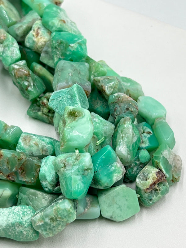 Natural Chrysoprase Nugget Chunk Beads Size Approx 15x20mm 15.5" Strand