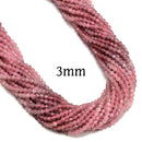 Gradient Natural Madagascar Rose Quartz Faceted Round Beads 3mm 4mm 15.5'' Strd