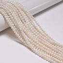 Natural White Fresh Water Pearl Off Round Beads Size 4-5mm 5-5.5mm 15'' Strand