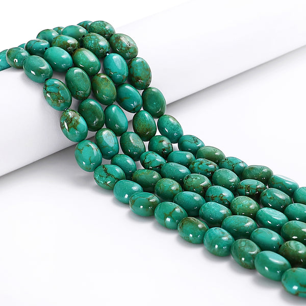 Dark Green Turquoise Smooth Full Oval Shape Beads Size 10x13mm 15.5'' Strand