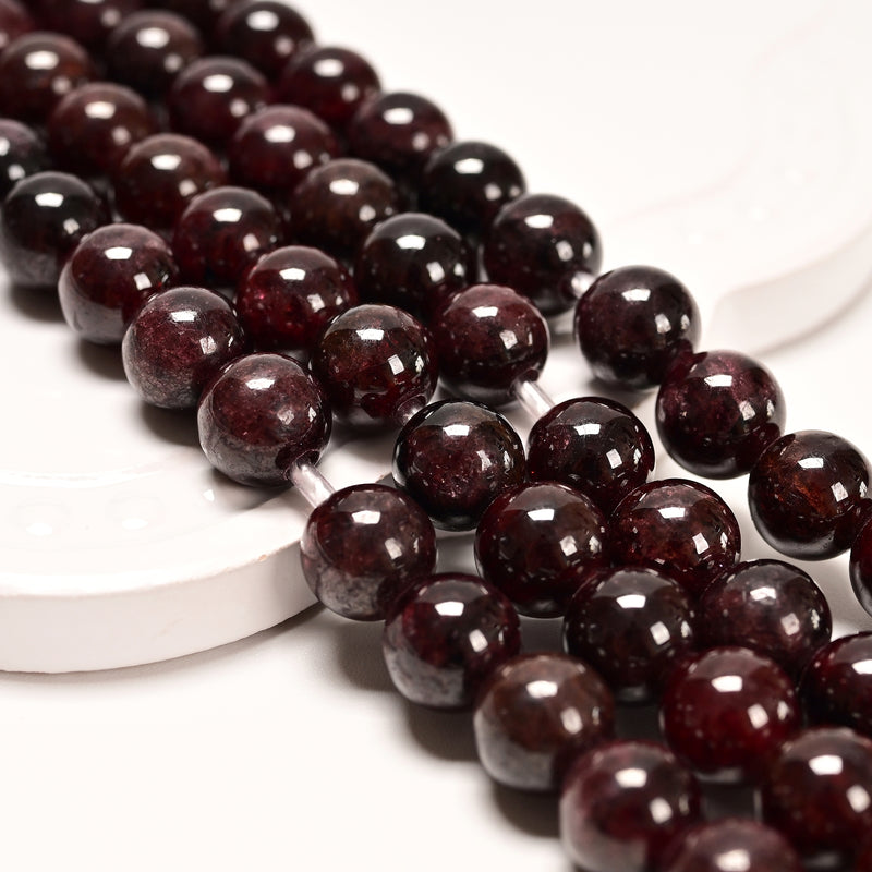 2.0mm Large Hole Garnet Smooth Round Beads 6mm 8mm 10mm 15.5" Strand