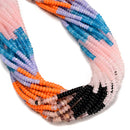 14 Multi-color Gemstone Smooth Rondelle Beads Size 2x4mm 15.5" Strand
