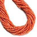 Orange Bamboo Coral Smooth Round Shape Beads Size 4mm 15.5" Strand