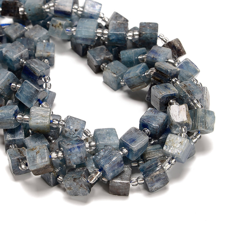 Natural Kyanite Smooth Cube Beads Size 10mm 15.5'' Strand