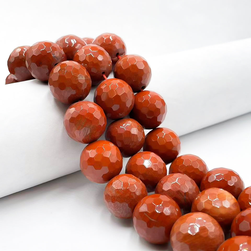 マサイビーズレッド Natural Red Jasper Faceted Round Beads Size 18mm 20mm 15.5