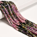 Natural Gradient Multi-color Tourmaline Faceted Round Beads Size 4mm 15.5"Strand