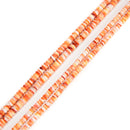 Natural Orange & White Spiny Oyster Smooth Rondelle Beads 2x5mm 3x6mm 16" Strand