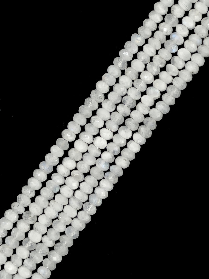 Natural White Rainbow Moonstone Faceted Rondelle Beads 4x6mm 5x8mm 15.5" Strand