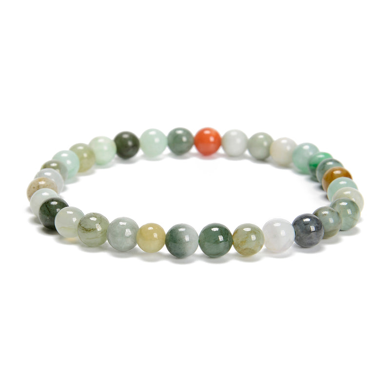 Natural Multi Color Jade Smooth Round Beaded Bracelet 6mm 7.5'' Length 3 PCS/Set