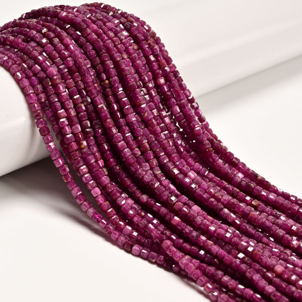 Natural Ruby Faceted Cube Beads Size 3mm 15.5'' Strand – CRC Beads