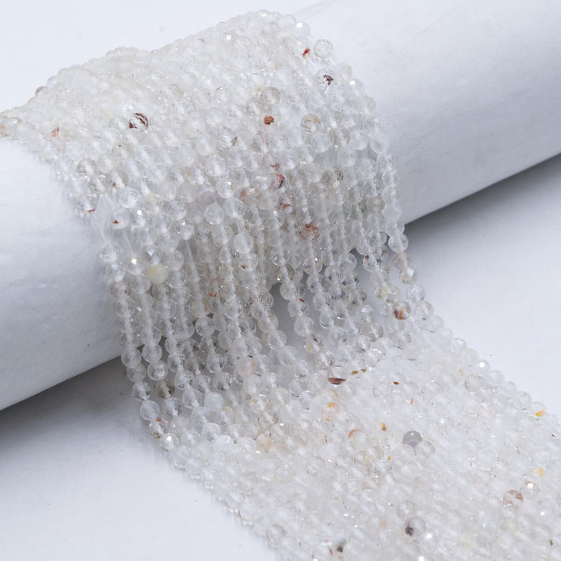 Natural Clear Quartz Faceted Round Beads Size 4.5mm 15.5'' Strand