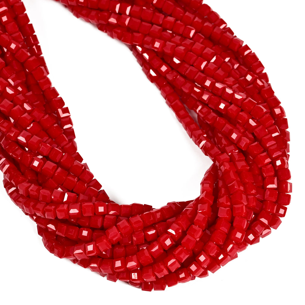 Red Crystal Glass Faceted Rubik's Cube Beads Size 4mm 15.5'' Strand ...