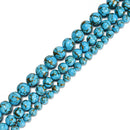 Natural Mohave Copper Blue Turquoise Smooth Round Beads 6mm 8mm 10mm 15.5'' Strd