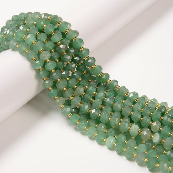 Natural Green Aventurine Faceted Rondelle Beads Size 5x8mm 15.5" Strand