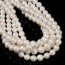 White Fresh Water Edison Pearl Round Beads Size 9-10mm 10-12mm 15.5'' Strand