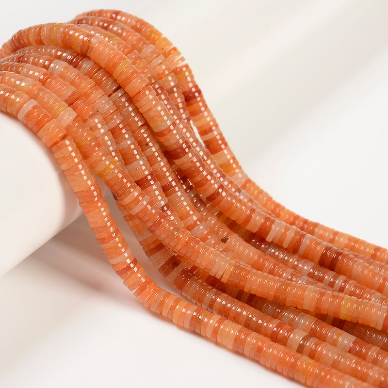 Natural Red Aventurine Heishi Disc Beads Size 1.5x4mm 1.5x6mm 15" Strand