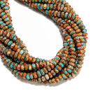 Natural Spiny Oyster Mohave Copper Turquoise Smooth Rondelle 4x6mm 15.5'' Strand