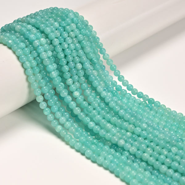 Natural Green Amazonite Smooth Round Beads Size 3mm 4mm 15.5" Strand