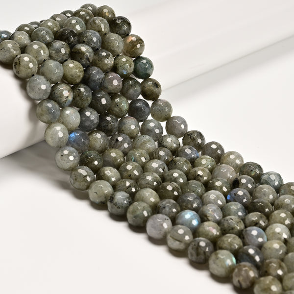 Labradorite Faceted Round Beads Size 4mm 6mm 8mm 10mm 12mm 15.5" Strand