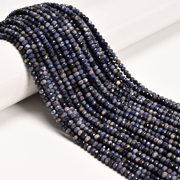 Natural Sapphire Faceted Rondelle Beads Size 3x4mm 15.5'' Strand