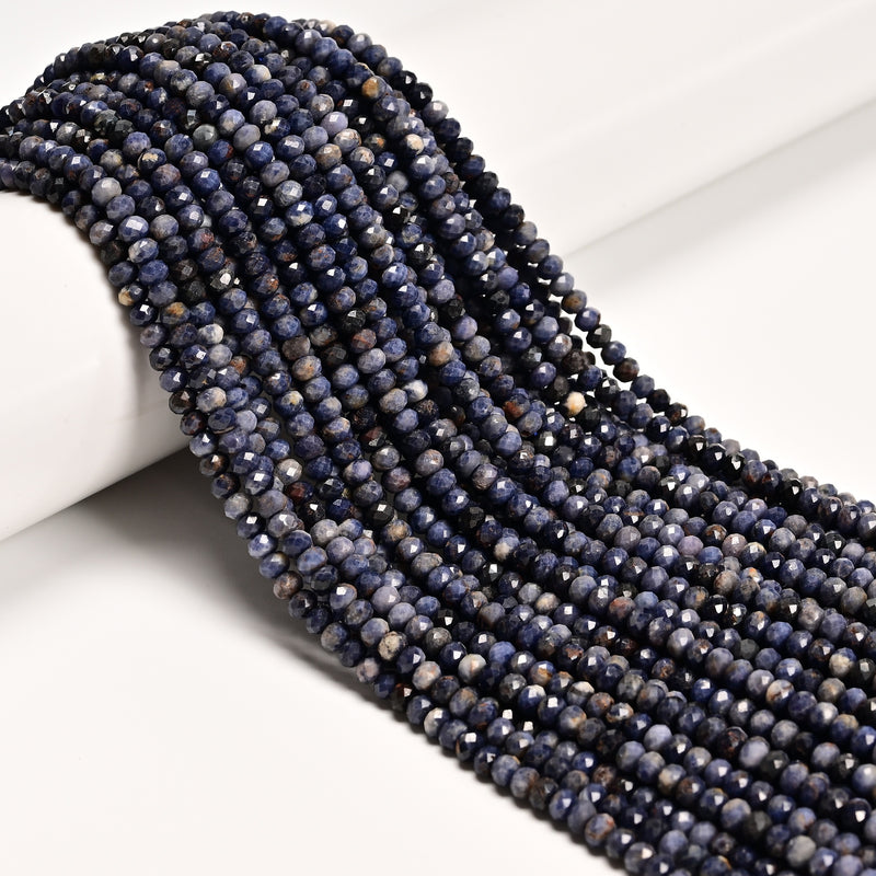 Natural Sapphire Faceted Rondelle Beads Size 3x4mm 15.5'' Strand