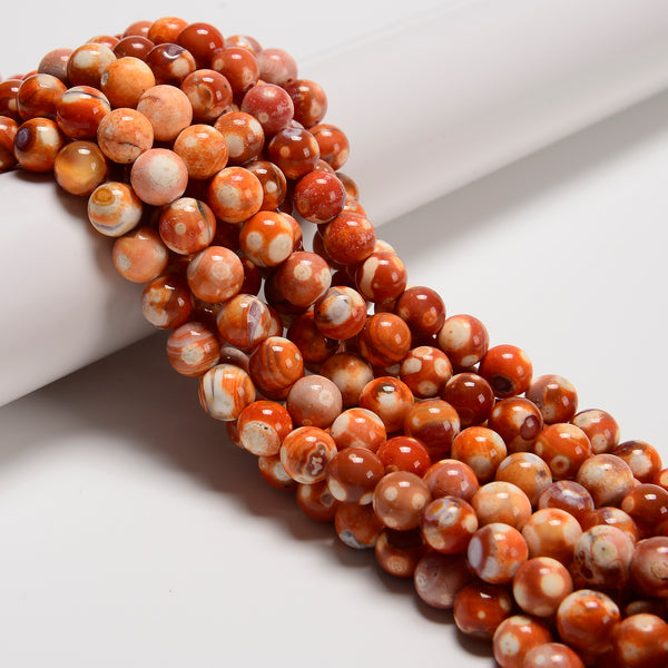 Orange Dream Fire Agate Smooth Round Beads Size 10mm 15.5'' Strand