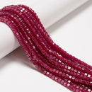 Natural Ruby Faceted Rubik's Cube Beads Size 2mm 3mm 4mm 15.5'' Strand