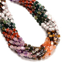 19 Multi-color Gemstone Smooth Cube Shape Beads Size 4mm 15" Strand