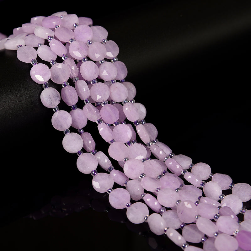 Lavender Jade Color Dyed Jade Hexagram Cutting Faceted Coin 10mm 15.5'' Strand