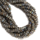 Natural Gray Labradorite Faceted Rondelle Beads Size 5x8mm 15.5" Strand