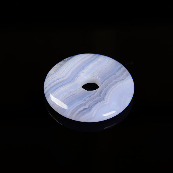 Natural Blue Lace Agate Donut Circle Pendant Size 25mm Sold by Piece