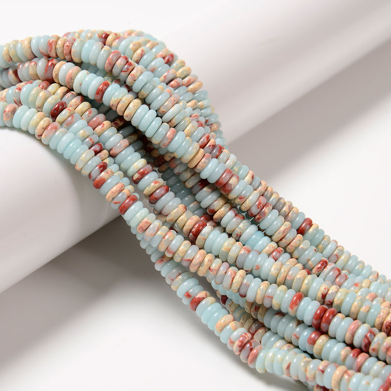 Light Blue Aqua Terra Jasper Smooth Rondelle Beads Size 2x6mm 15.5'' Strand