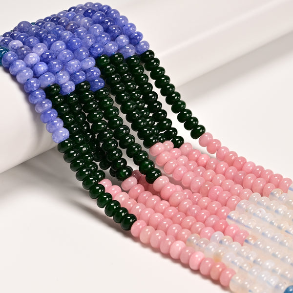 07 Gradient Multi-color Gemstone Smooth Rondelle Beads Size 4x6mm 15.5" Strand