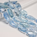Cloudy Light Blue Quartz Faceted Twist Freeform Slice Beads 30x40mm 15.5'' Strd