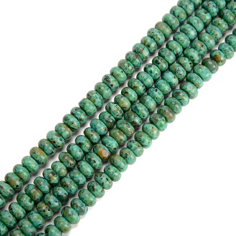 Dyed African Turquoise Smooth Rondelle Beads Size 4x6mm 5x8mm 15.5'' Strand