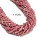 Gradient Natural Madagascar Rose Quartz Faceted Round Beads 3mm 4mm 15.5'' Strd