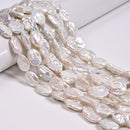 Natural White Fresh Water Pearl Flat Nugget Beads Size 12-13x18-20mm 15" Strand