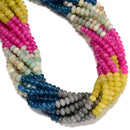 10 Gradient Multi-color Gemstone Smooth Rondelle Beads Size 4x6mm 15.5" Strand