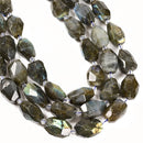 Natural Labradorite Faceted Rice Nugget Chunk Beads 15-18x22-25mm 15.5" Strand