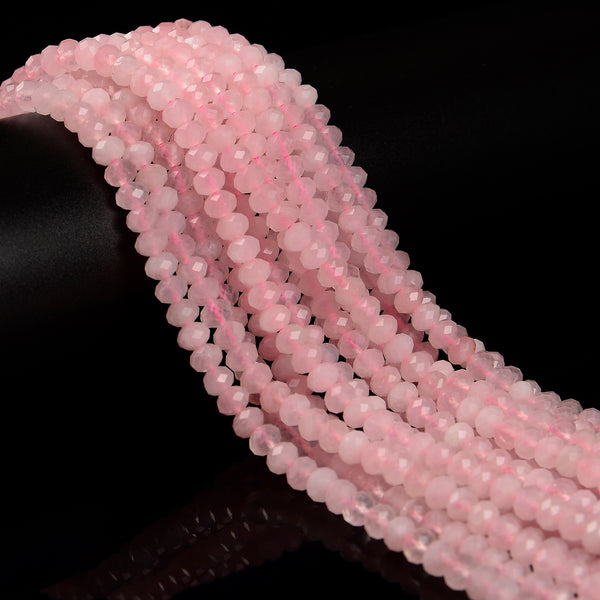 Rose Quartz Faceted Rondelle Beads 3x5mm 15.5" Strand